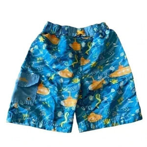 UV Skinz Blue & Orange Submarine Turtles Ocean Boys UPF 50+ Trunks Pants SZ 7